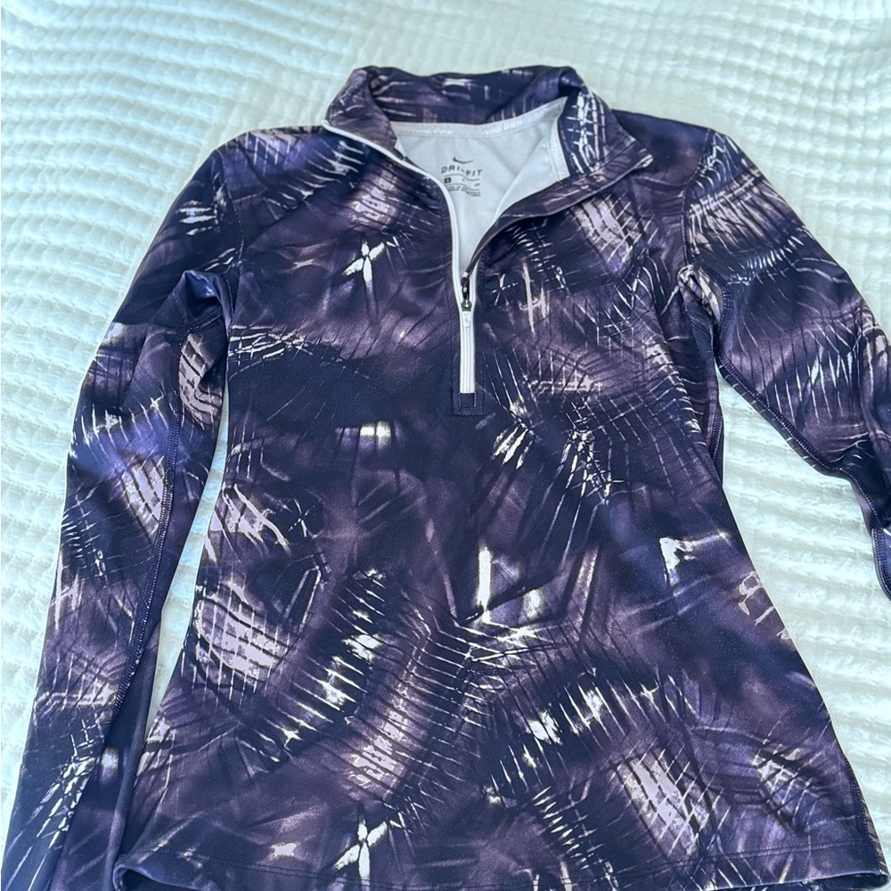 Nike Women's Purple Patterned Quarter-Zip Top